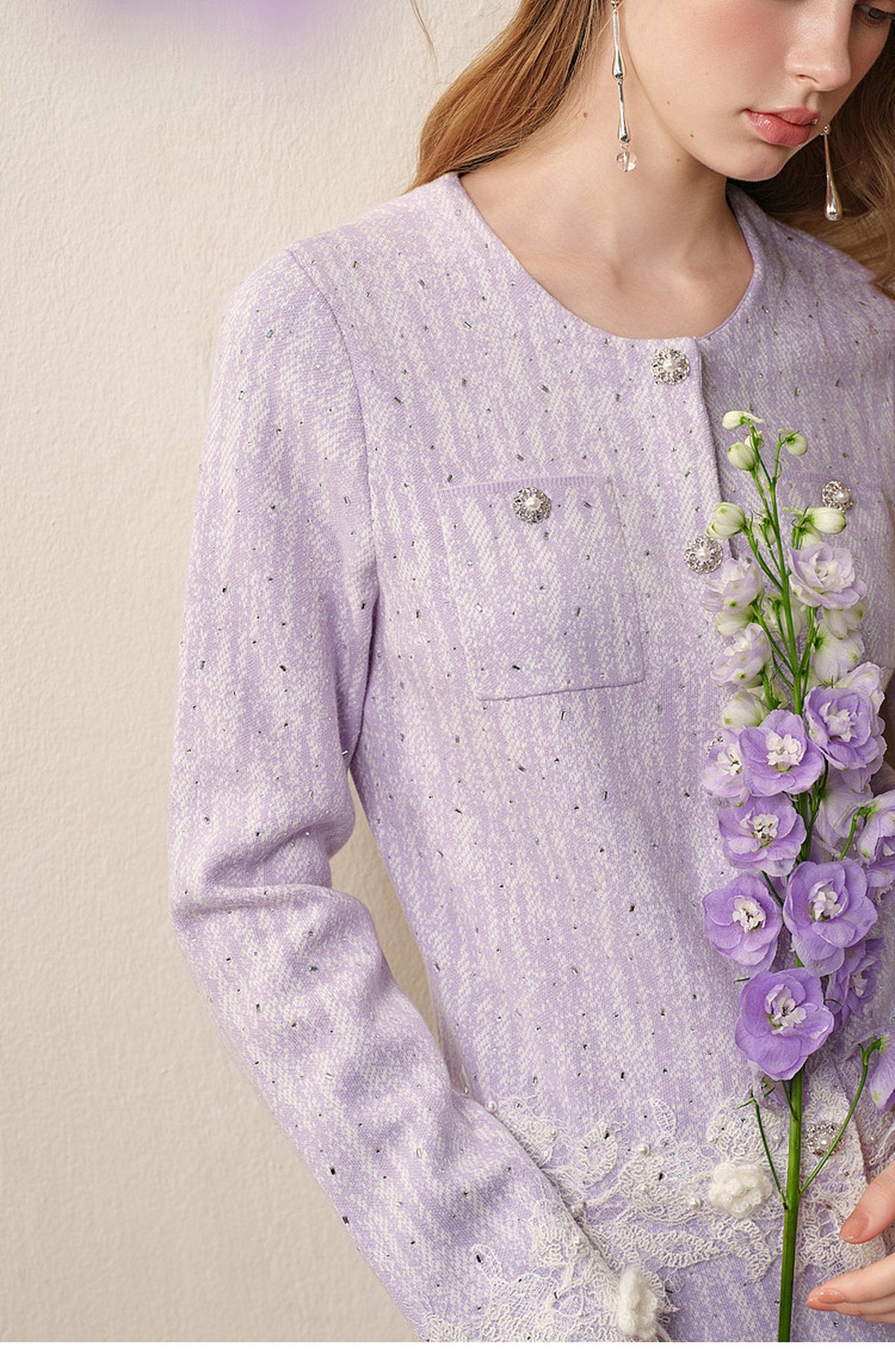 Lavender_purple Knit Two-Piece Dress