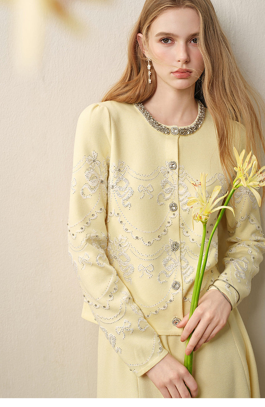 RoCoCo Memory_Pale Yellow Knit Long Dress