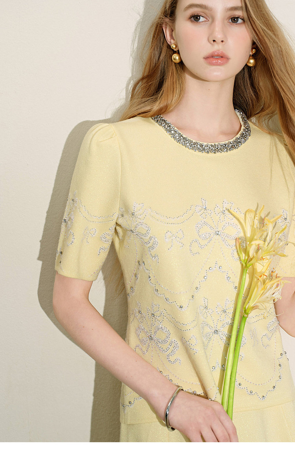 Lemon Baroque_Light Yellow Knit Two-Piece Set