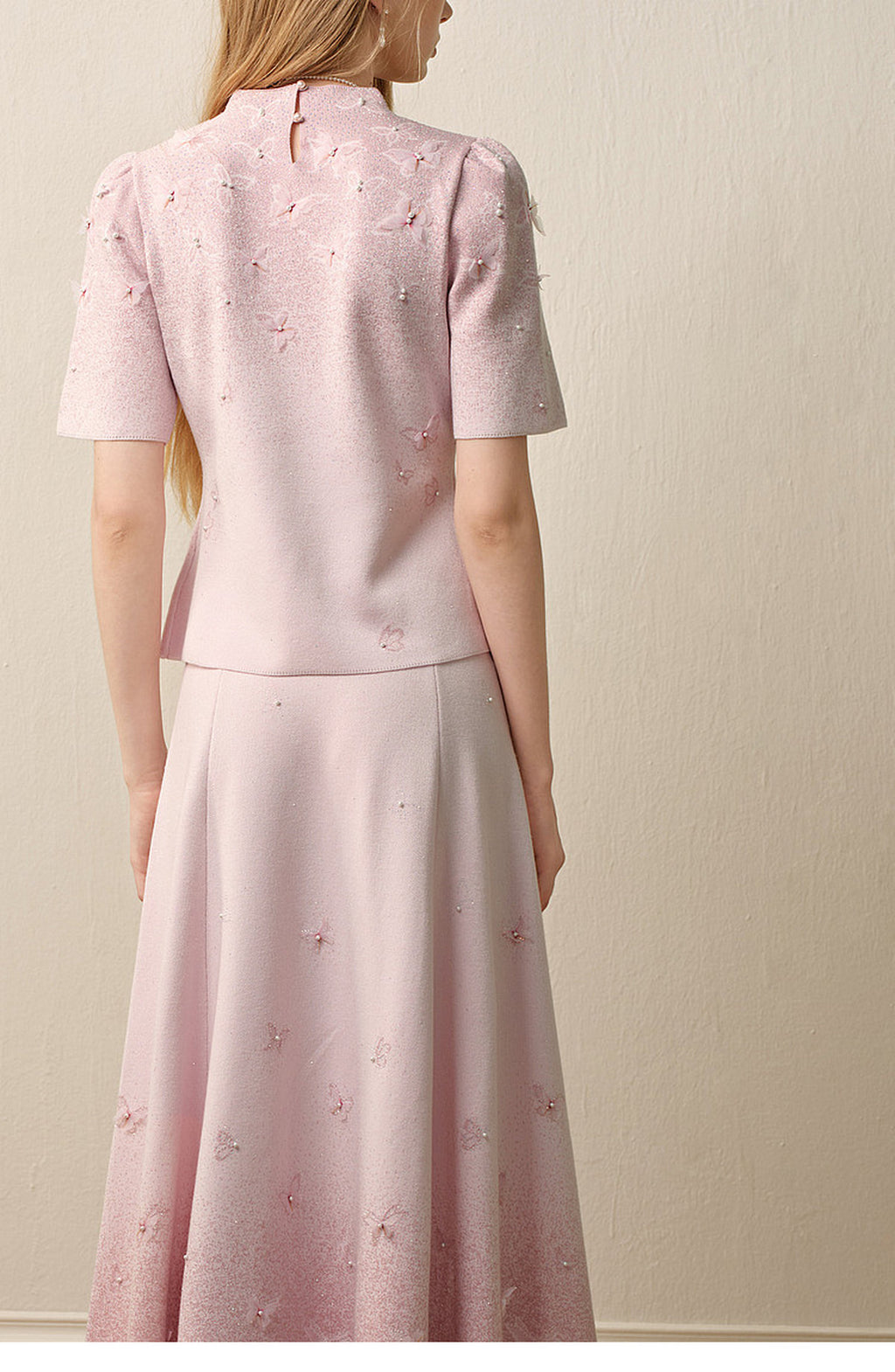 Dancing Butterfly_Light Pink Knit Two-Piece Set