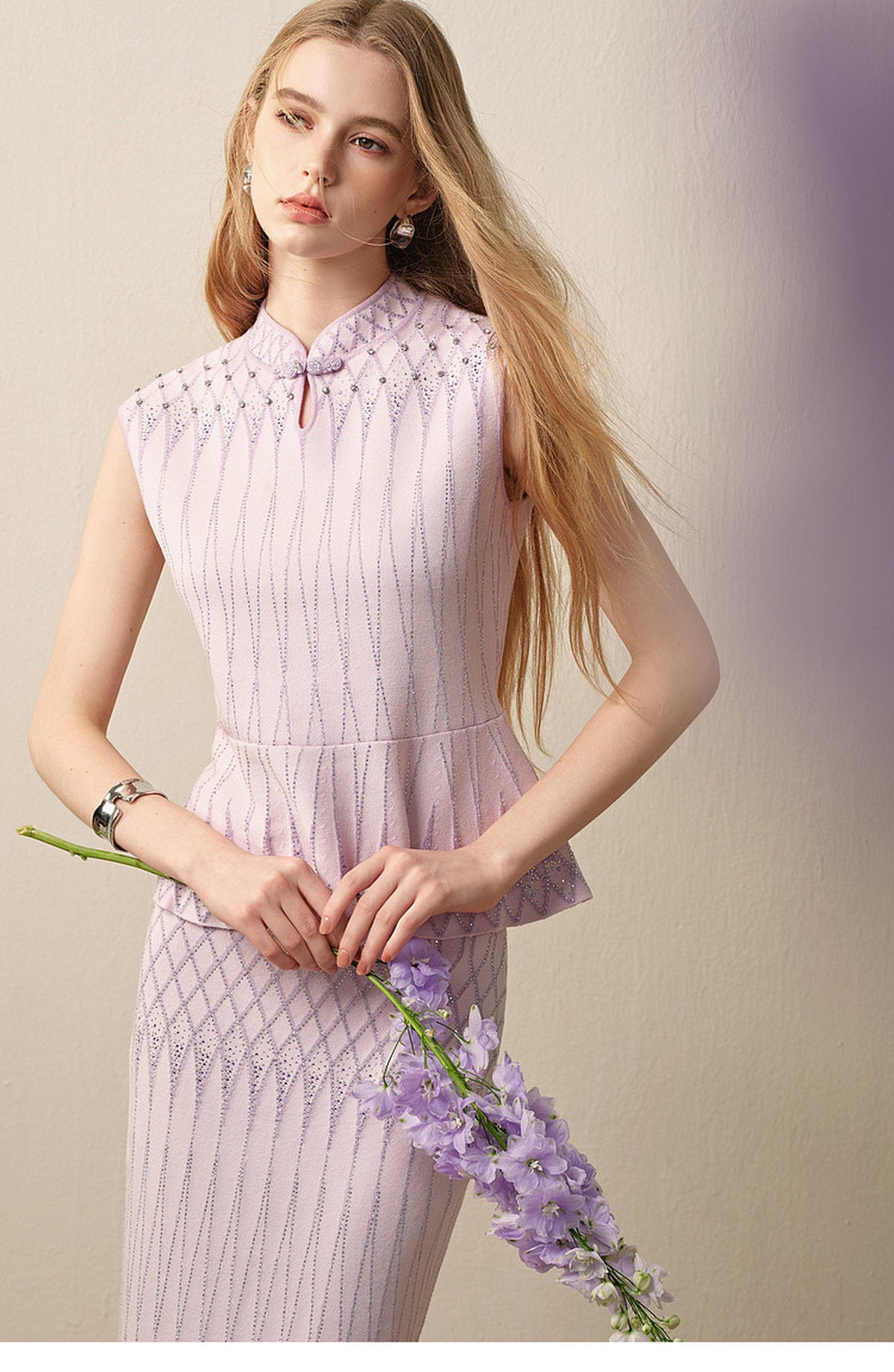Purple Mist Galaxy_Light Purple Knit Two-Piece Set