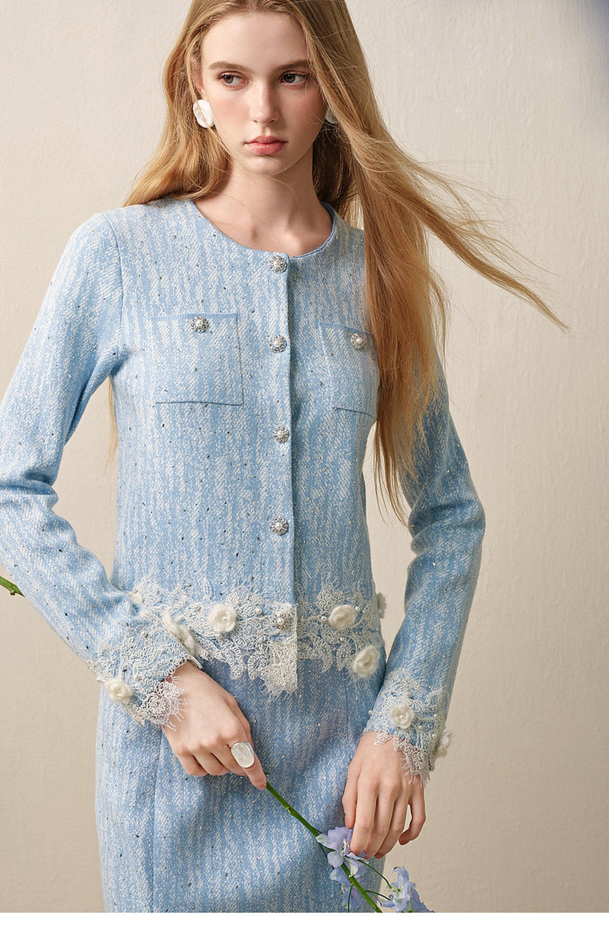 Blue Wave_Blue Knit Two-Piece Dress
