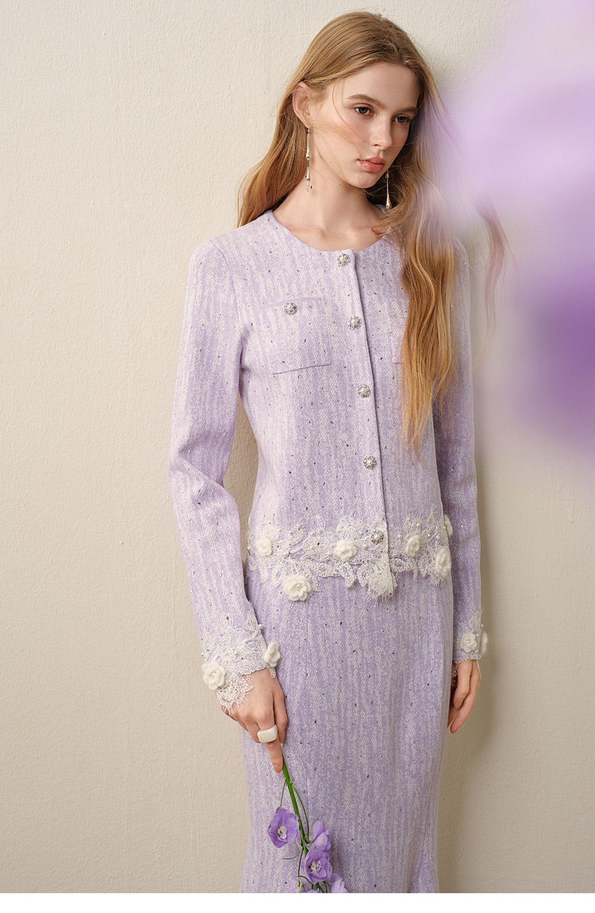 Lavender_purple Knit Two-Piece Dress