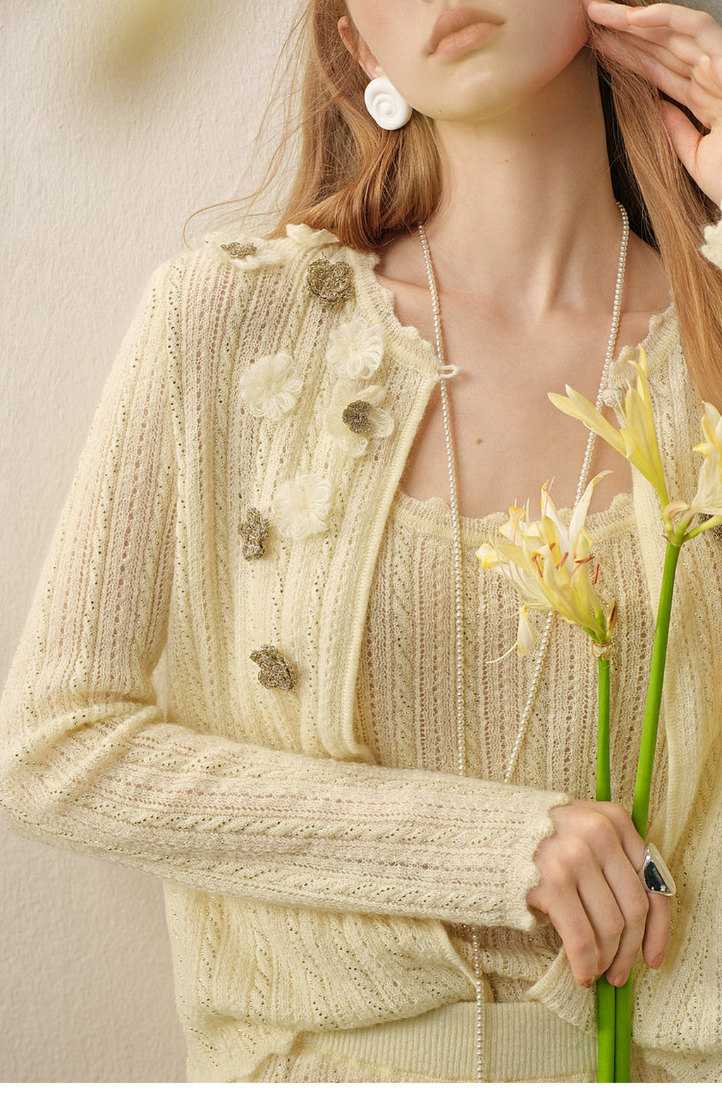 Pale Yellow Long Dress Three-Piece Set