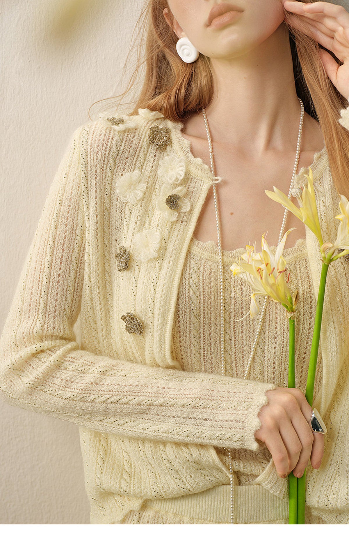 Pale Yellow Long Dress Three-Piece Set