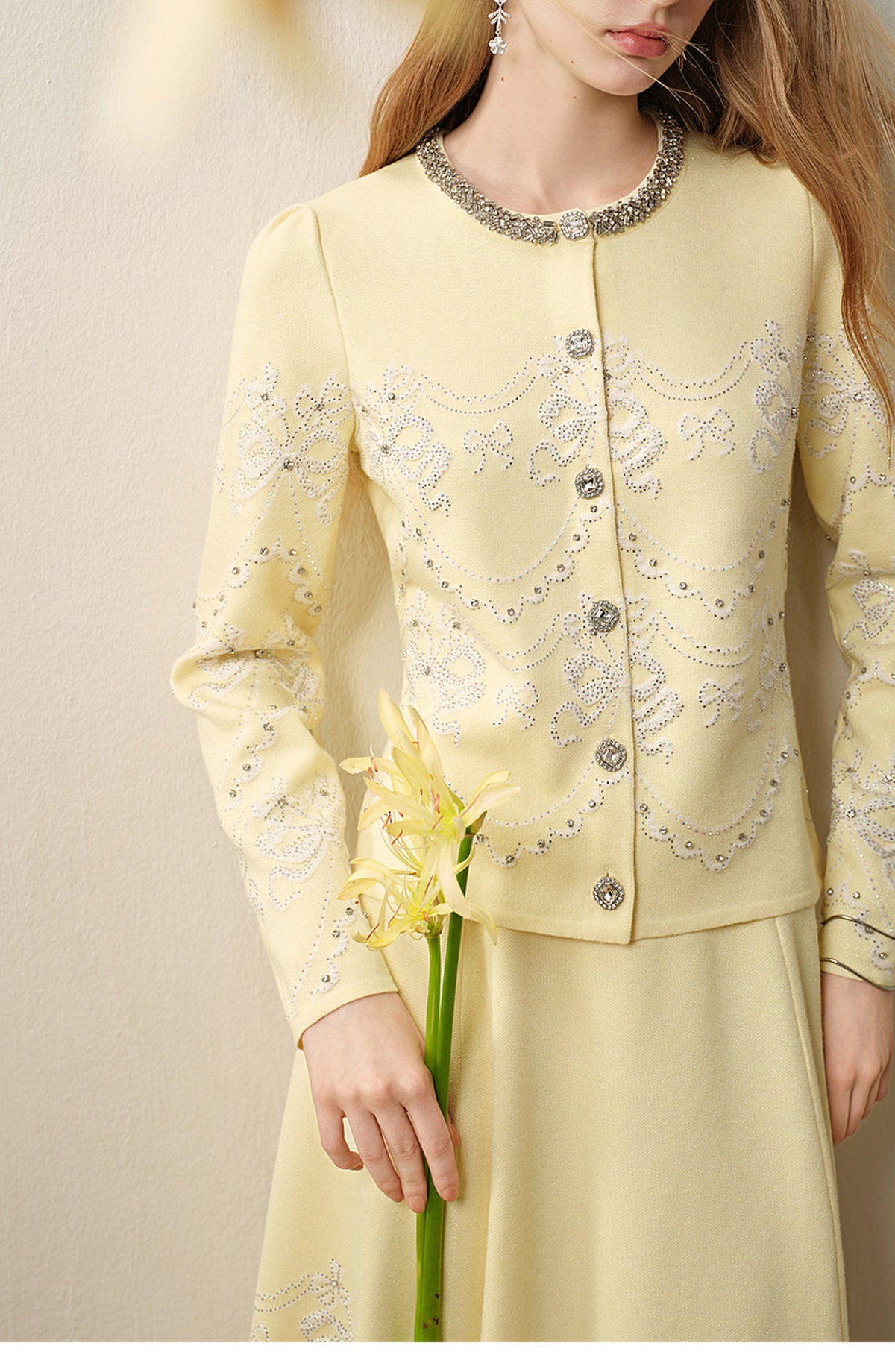 RoCoCo Memory_Pale Yellow Knit Long Dress