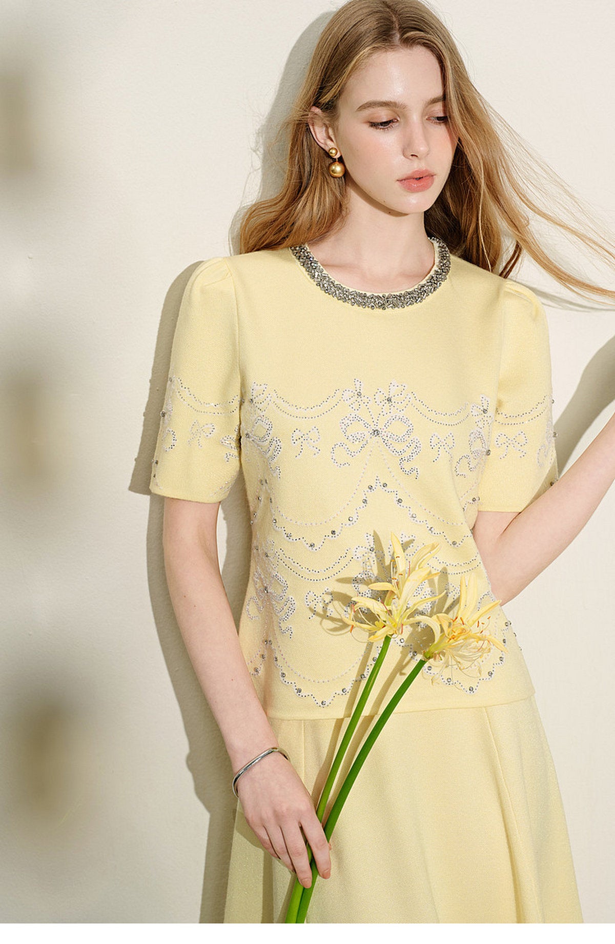 Lemon Baroque_Light Yellow Knit Two-Piece Set
