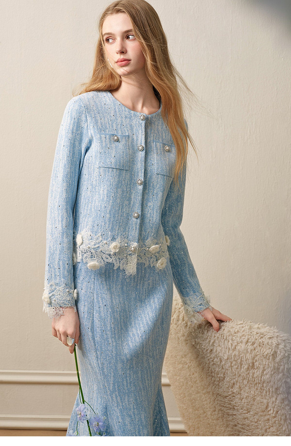 Blue Wave_Blue Knit Two-Piece Dress