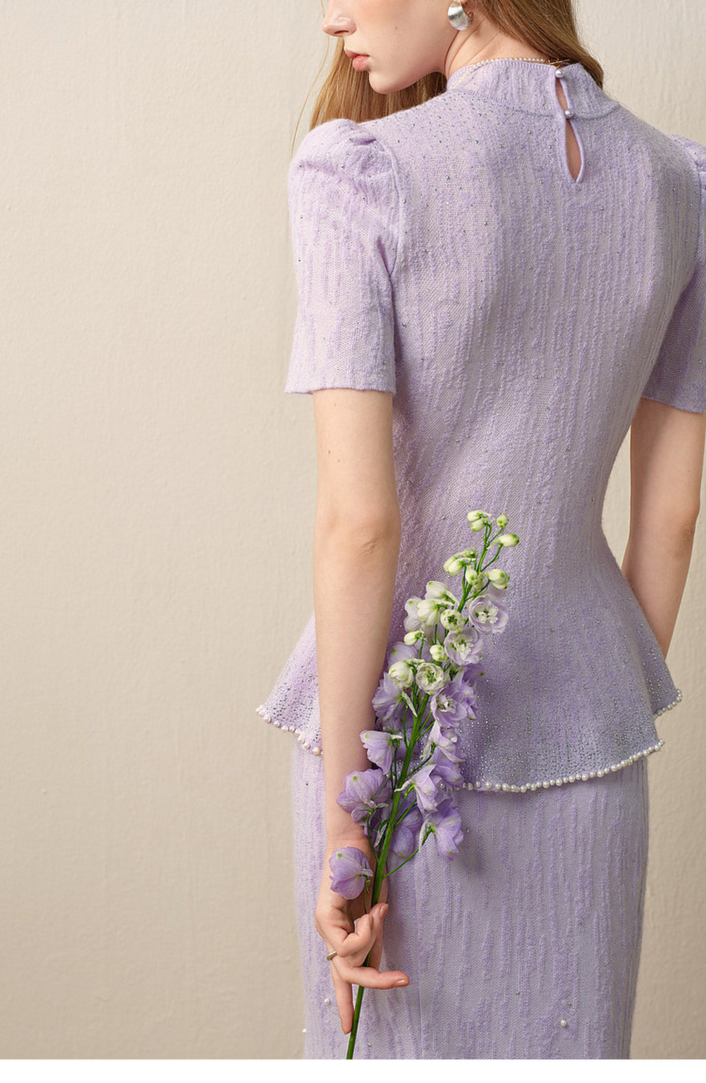 Tide Glow Gala_Light Purple Knit Two-Piece Set