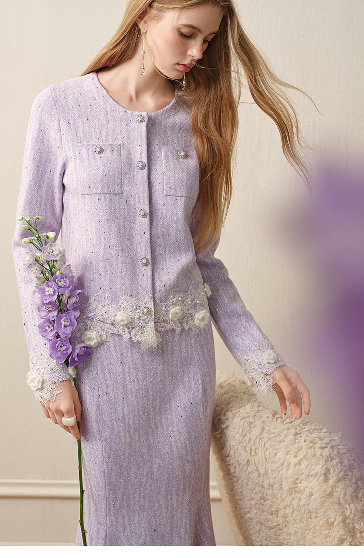 Lavender_purple Knit Two-Piece Dress