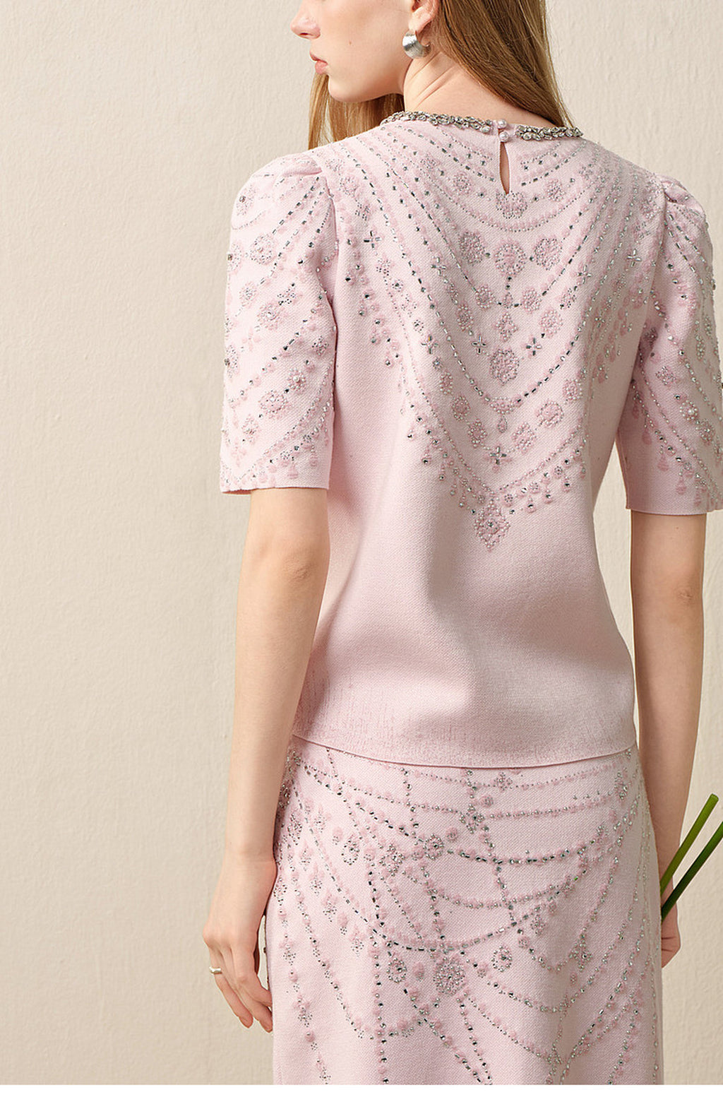 Maiden's Whisper_Light Pink Knit Two-Piece Set