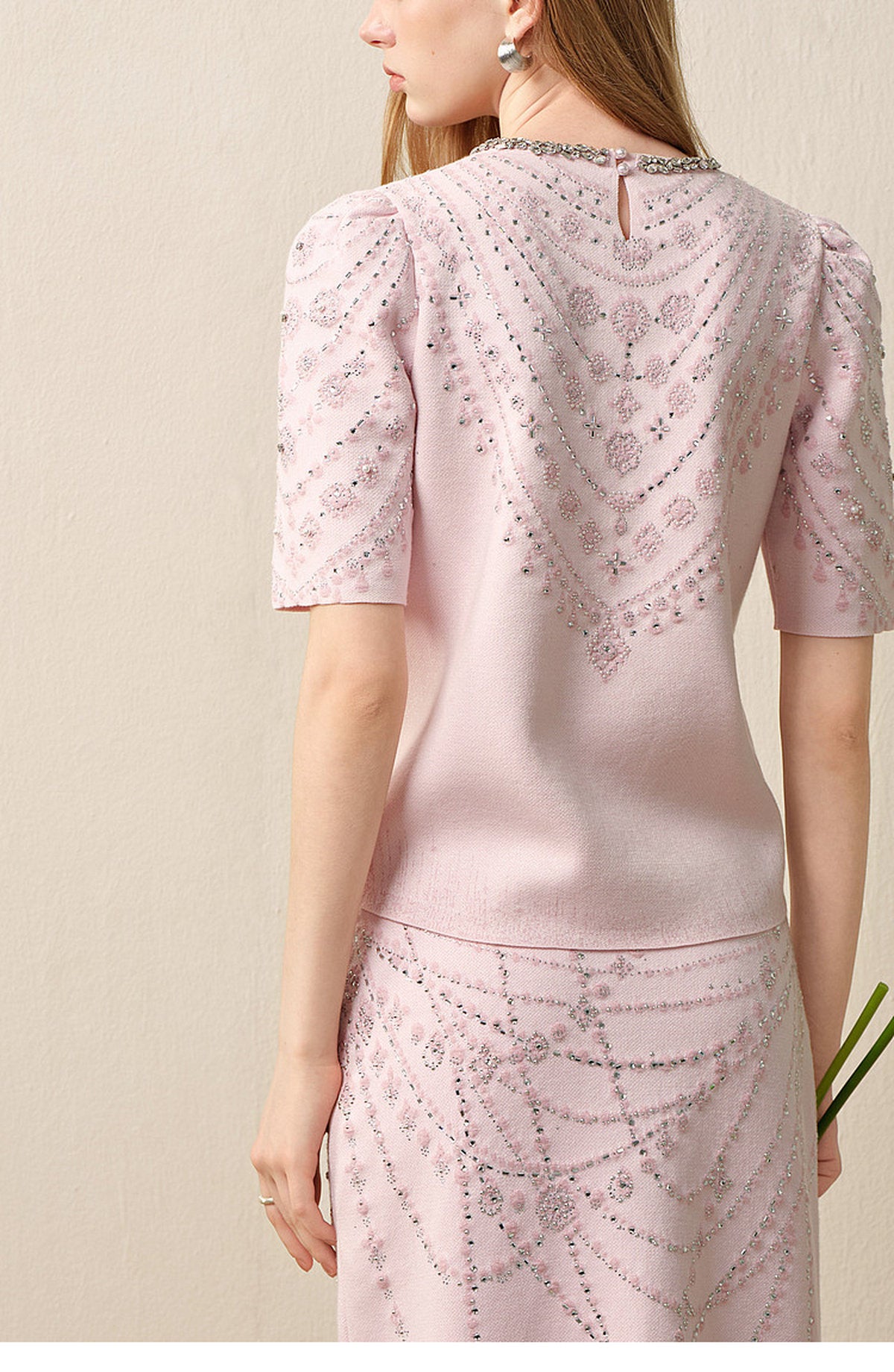 Maiden's Whisper_Light Pink Knit Two-Piece Set