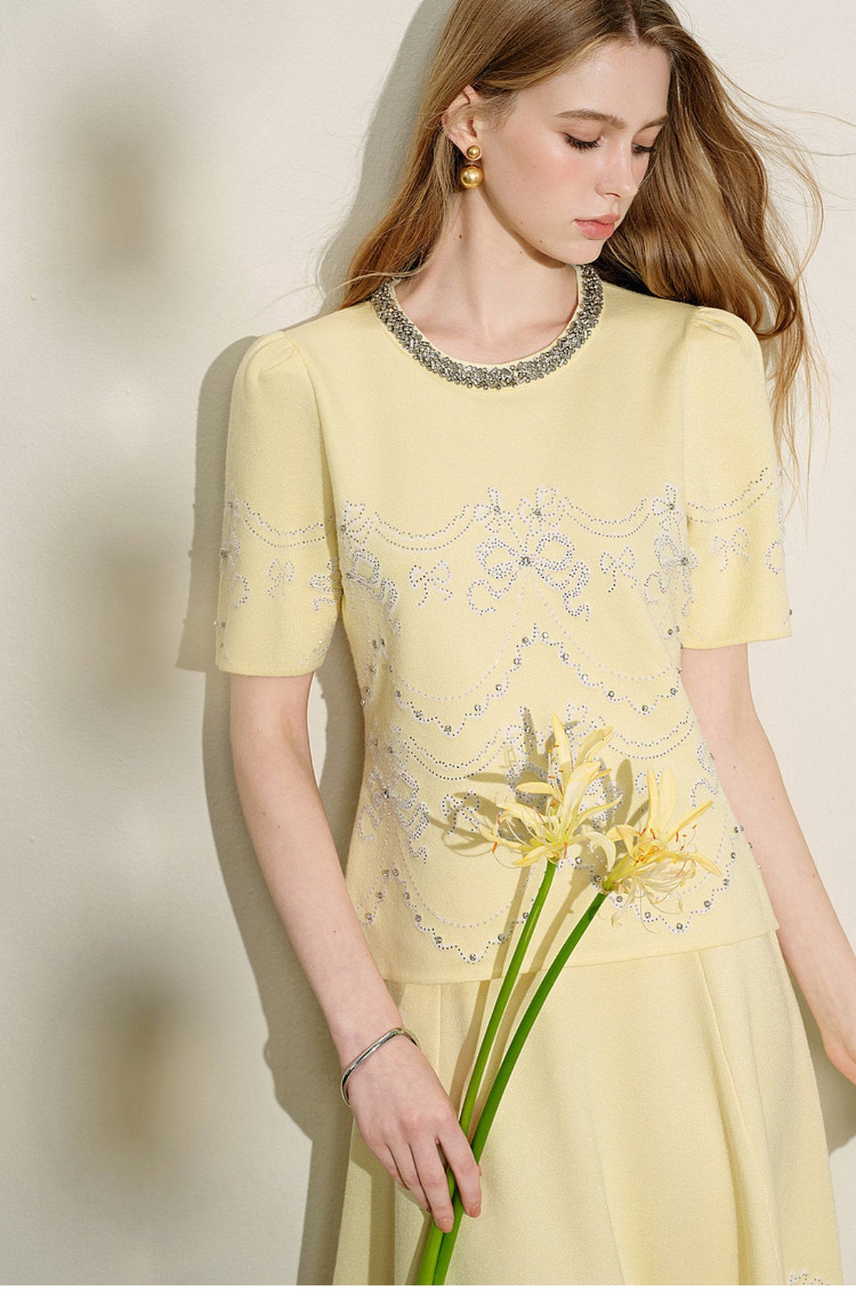 Lemon Baroque_Light Yellow Knit Two-Piece Set