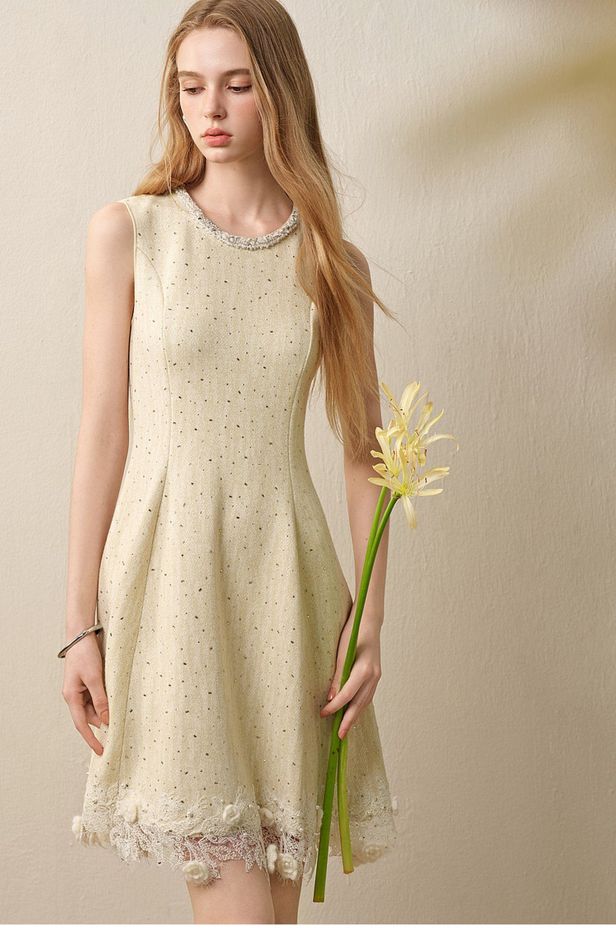Light Yellow Knitted Mini Dress
