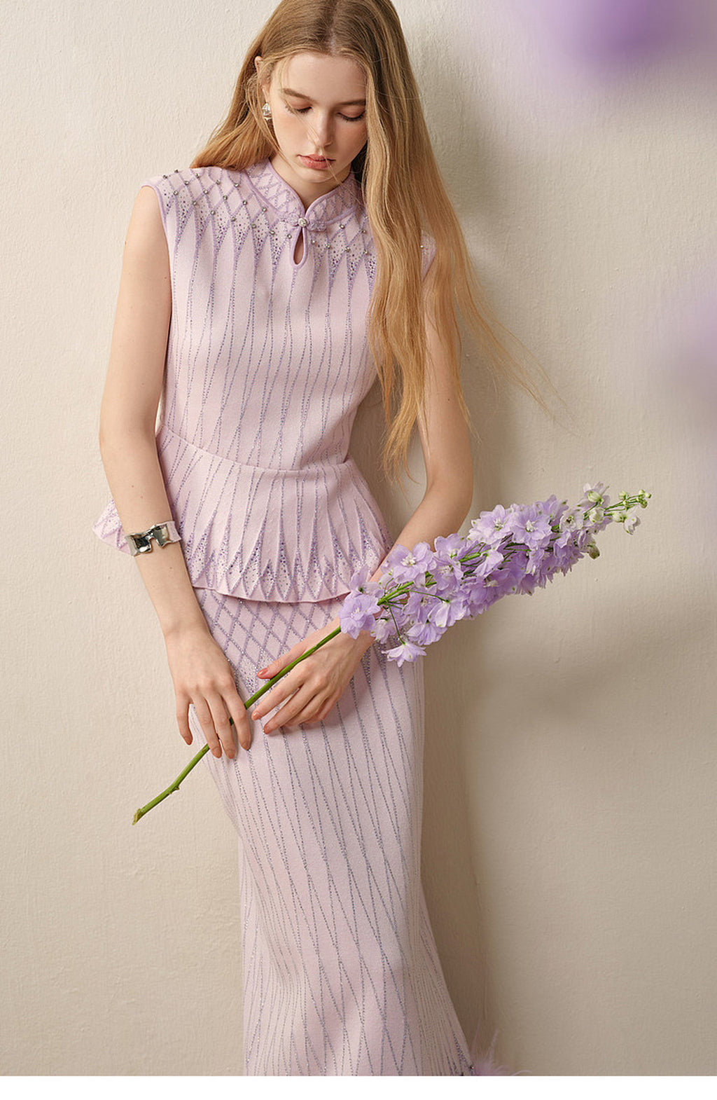 Purple Mist Galaxy_Light Purple Knit Two-Piece Set