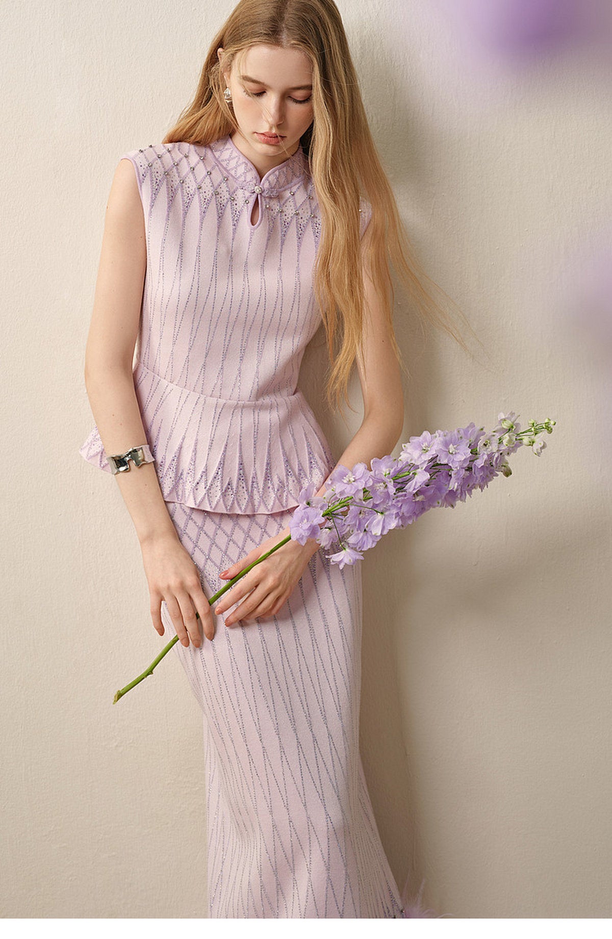 Purple Mist Galaxy_Light Purple Knit Two-Piece Set