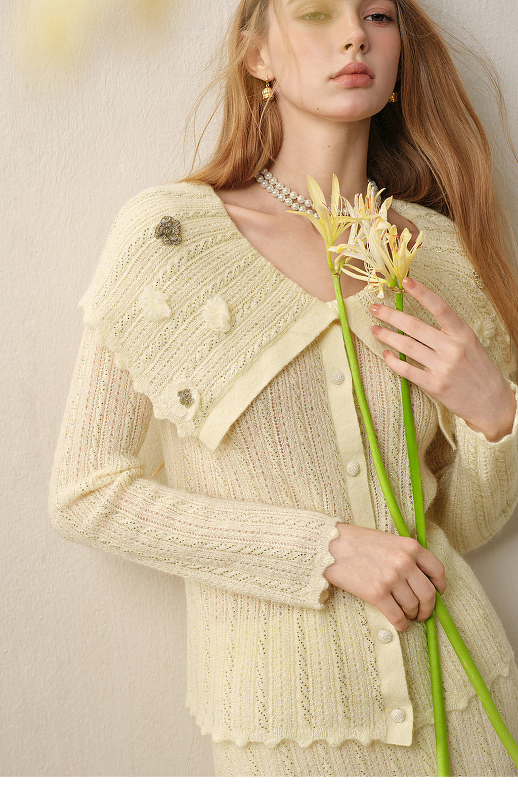 Knitted Lapel Two-Piece Set