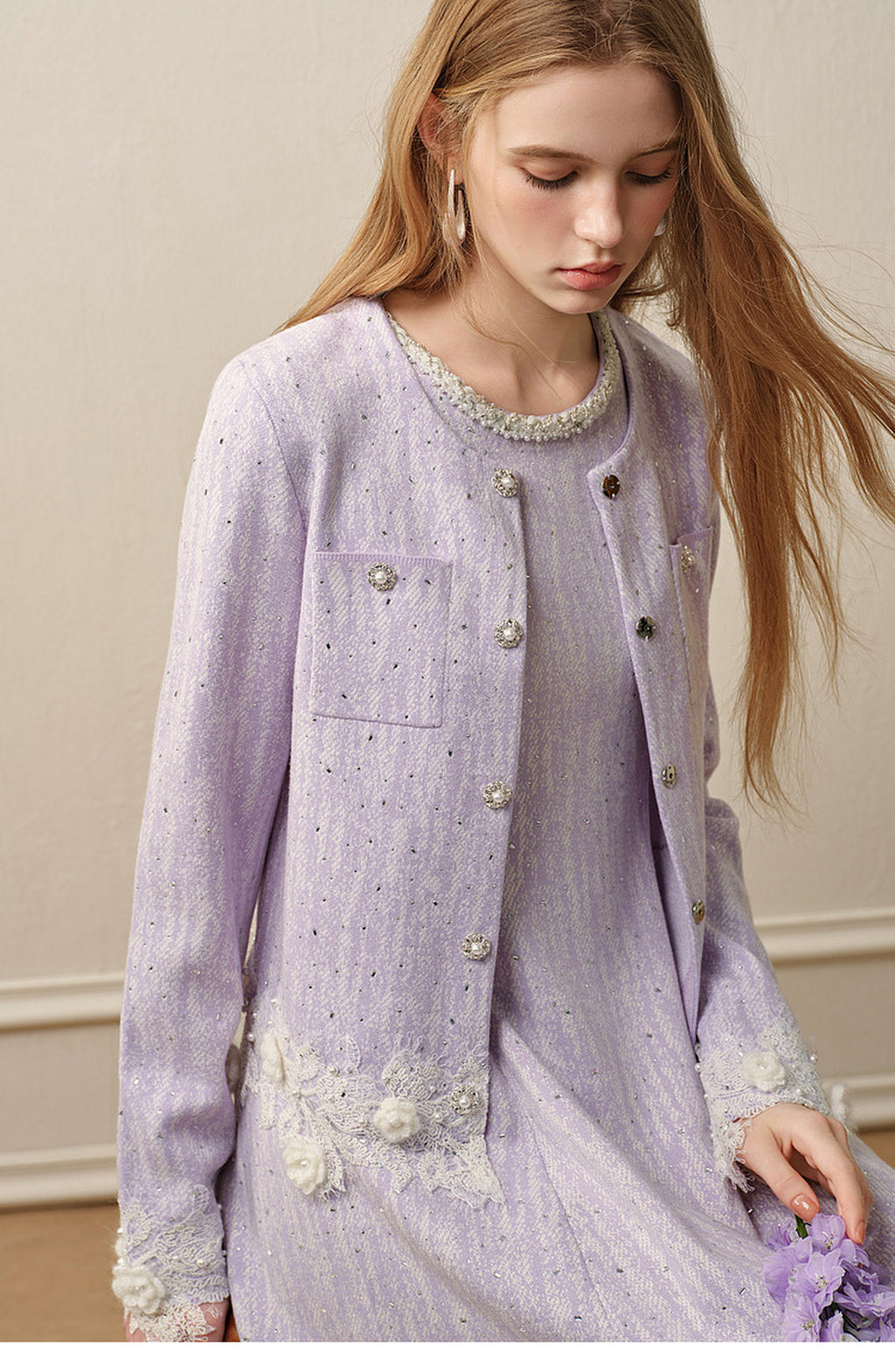 Misty Purple Haze_Light Purple Knit Two-Piece Set