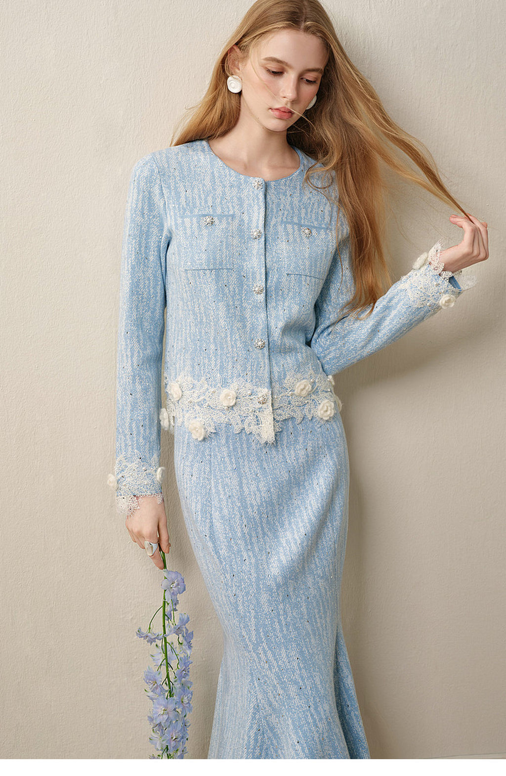 Blue Wave_Blue Knit Two-Piece Dress