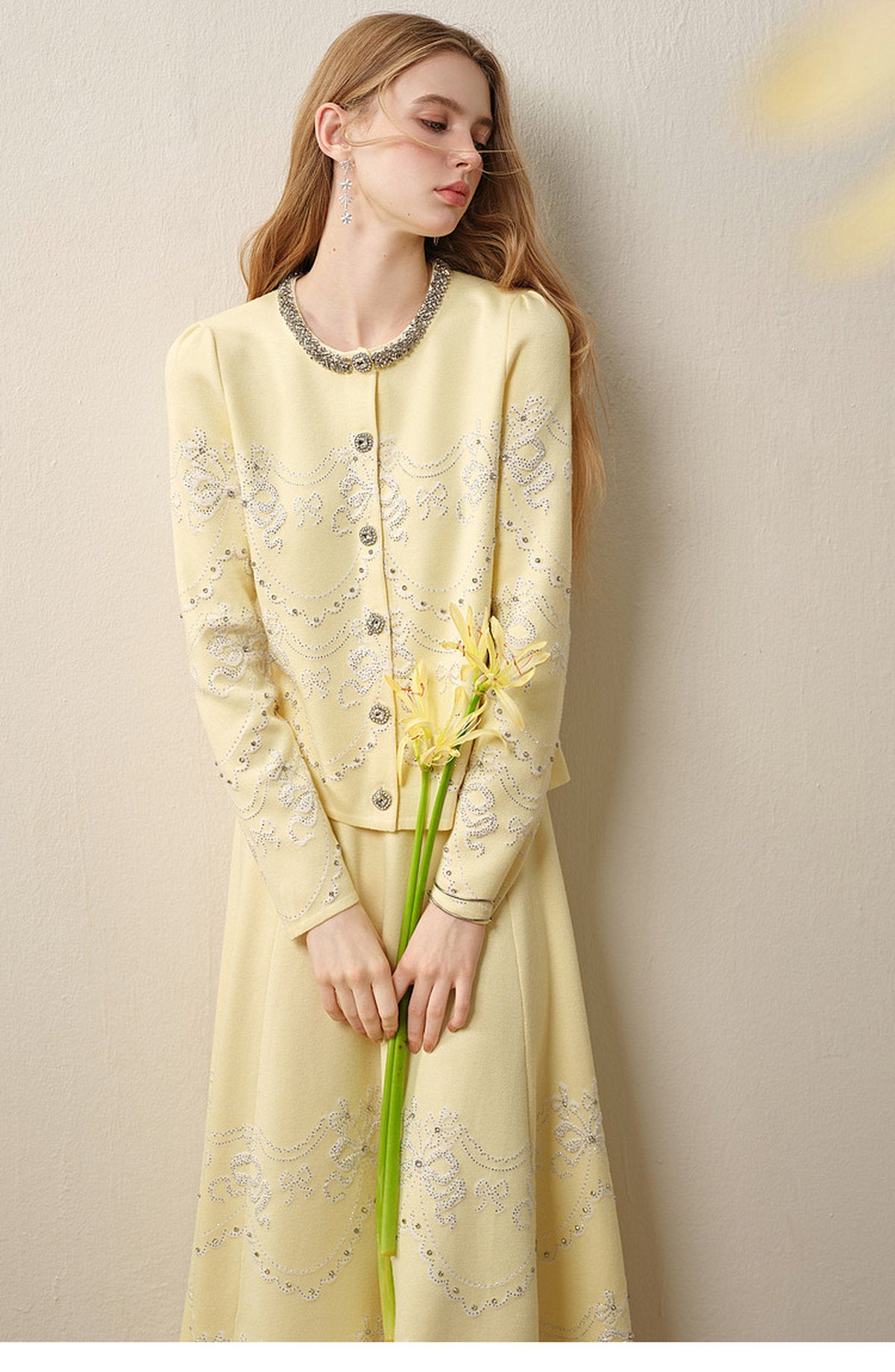 RoCoCo Memory_Pale Yellow Knit Long Dress