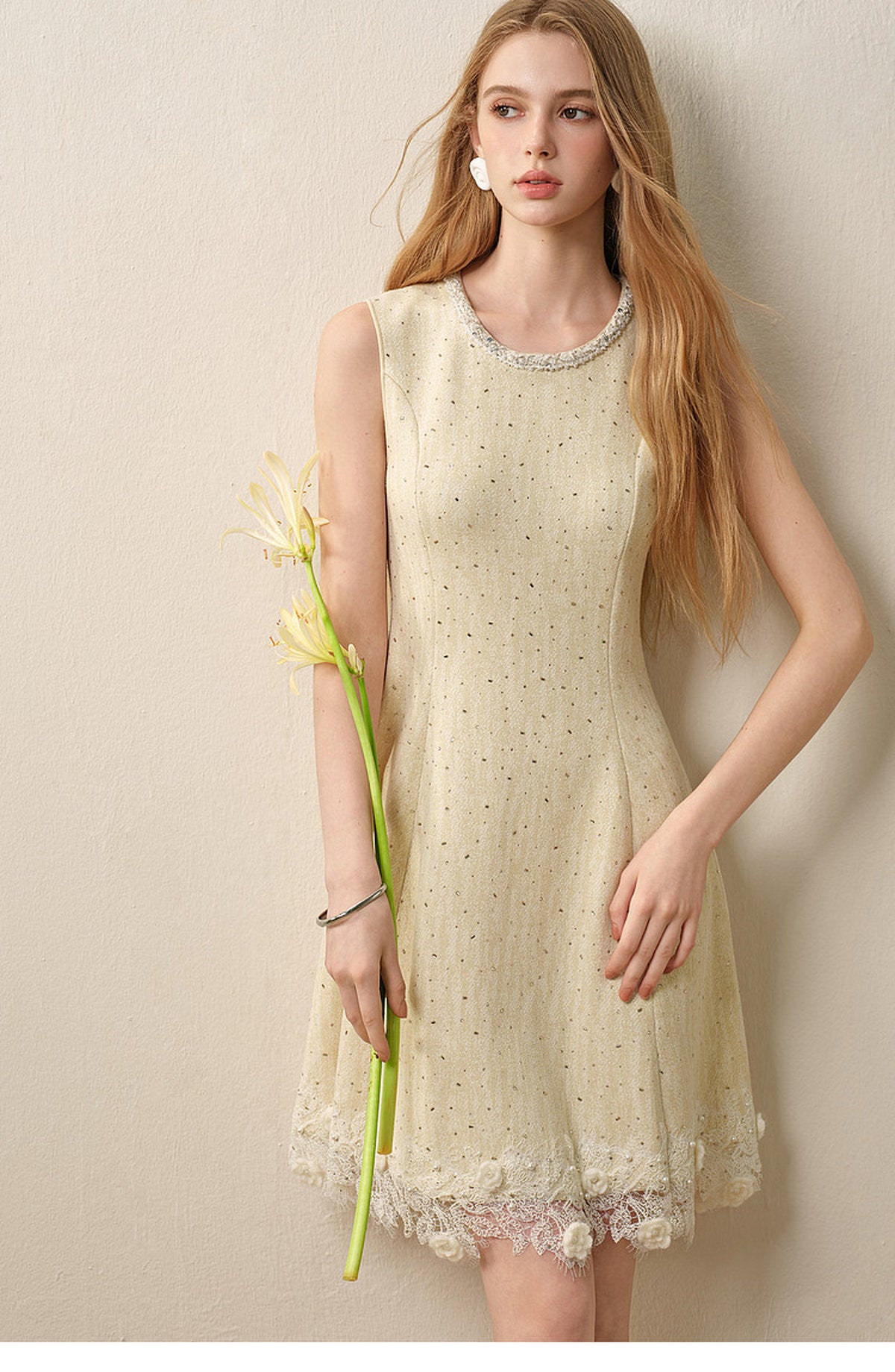 Light Yellow Knitted Mini Dress