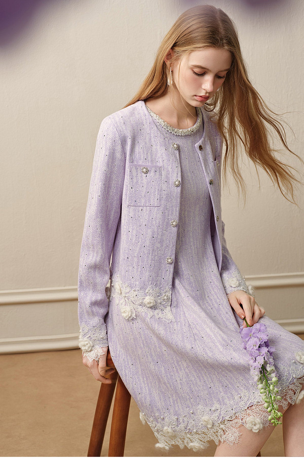 Misty Purple Haze_Light Purple Knit Two-Piece Set