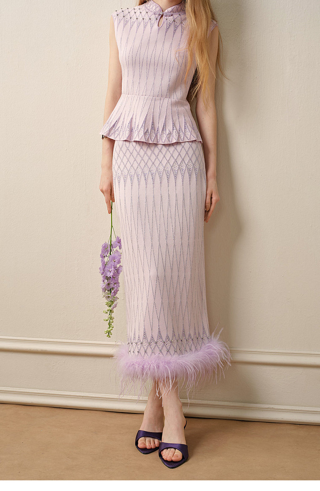 Purple Mist Galaxy_Light Purple Knit Two-Piece Set