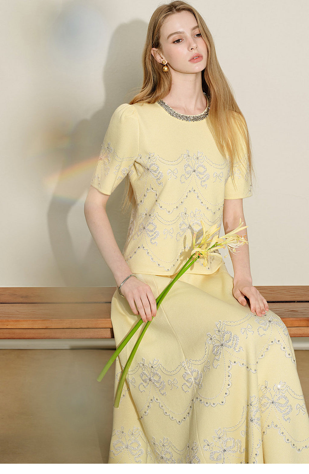 Lemon Baroque_Light Yellow Knit Two-Piece Set