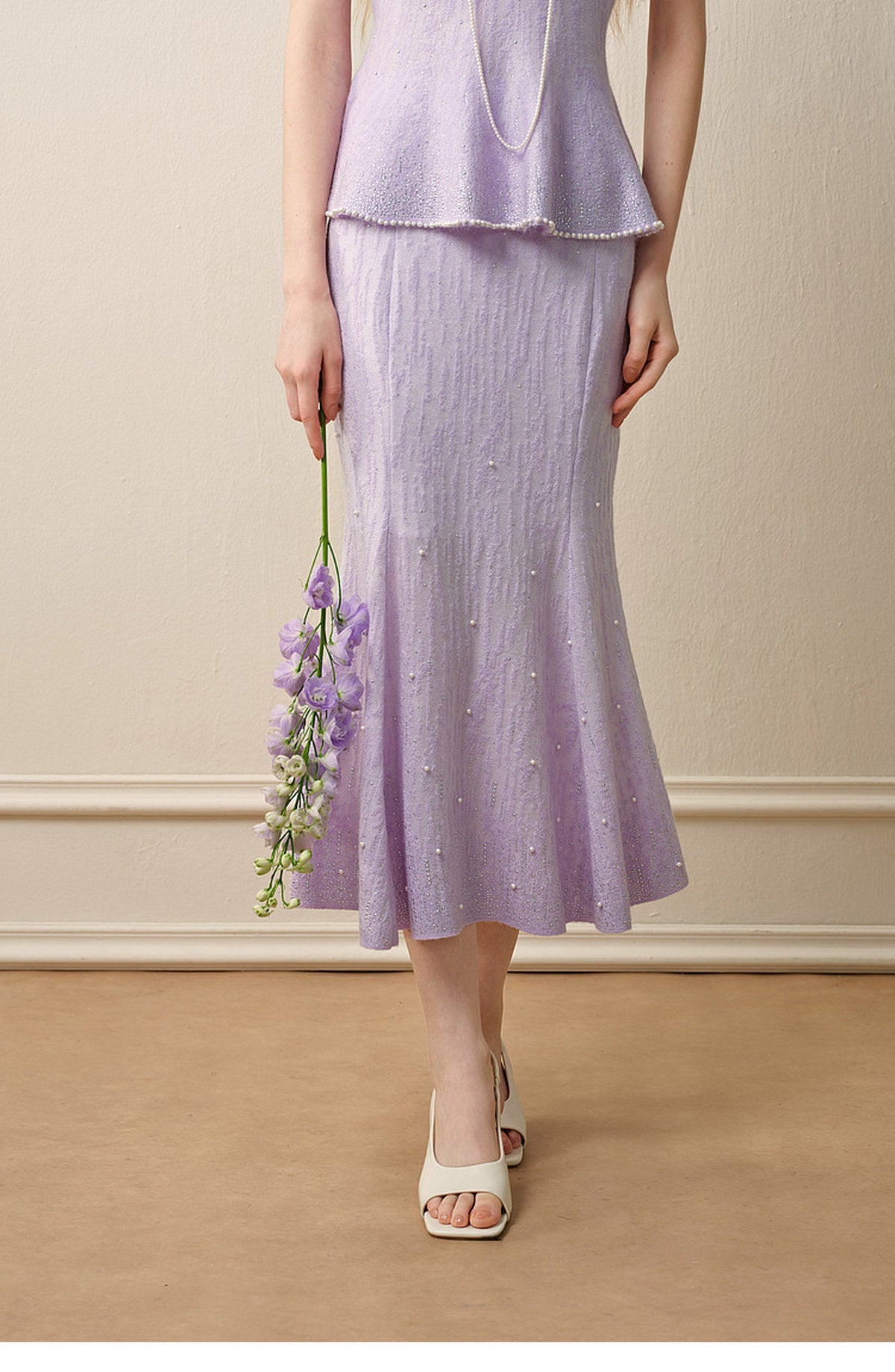Tide Glow Gala_Light Purple Knit Two-Piece Set