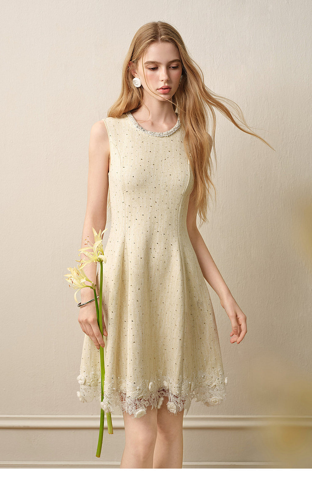 Light Yellow Knitted Mini Dress