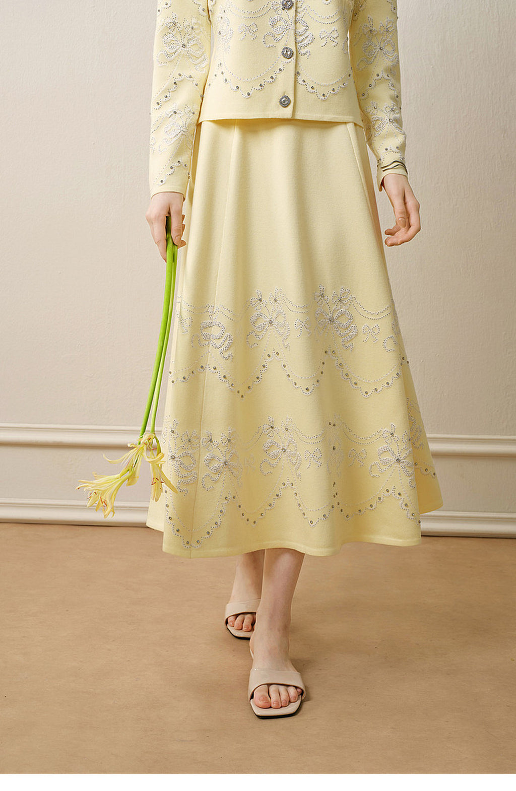 RoCoCo Memory_Pale Yellow Knit Long Dress