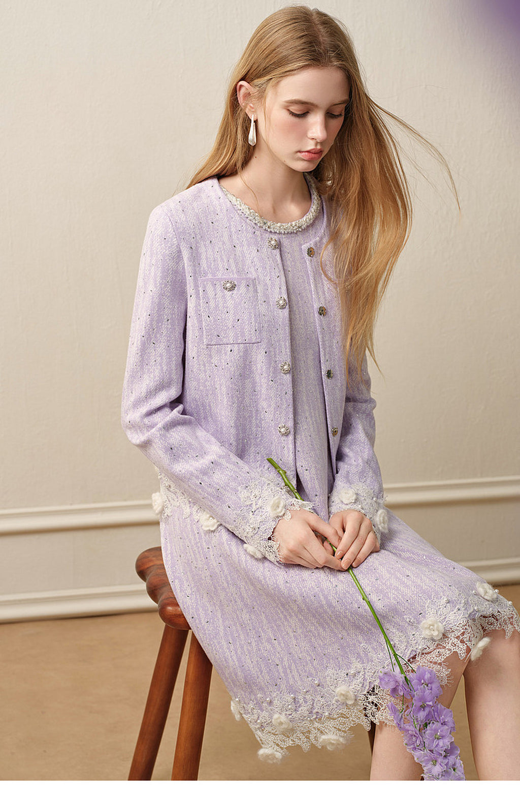 Misty Purple Haze_Light Purple Knit Two-Piece Set