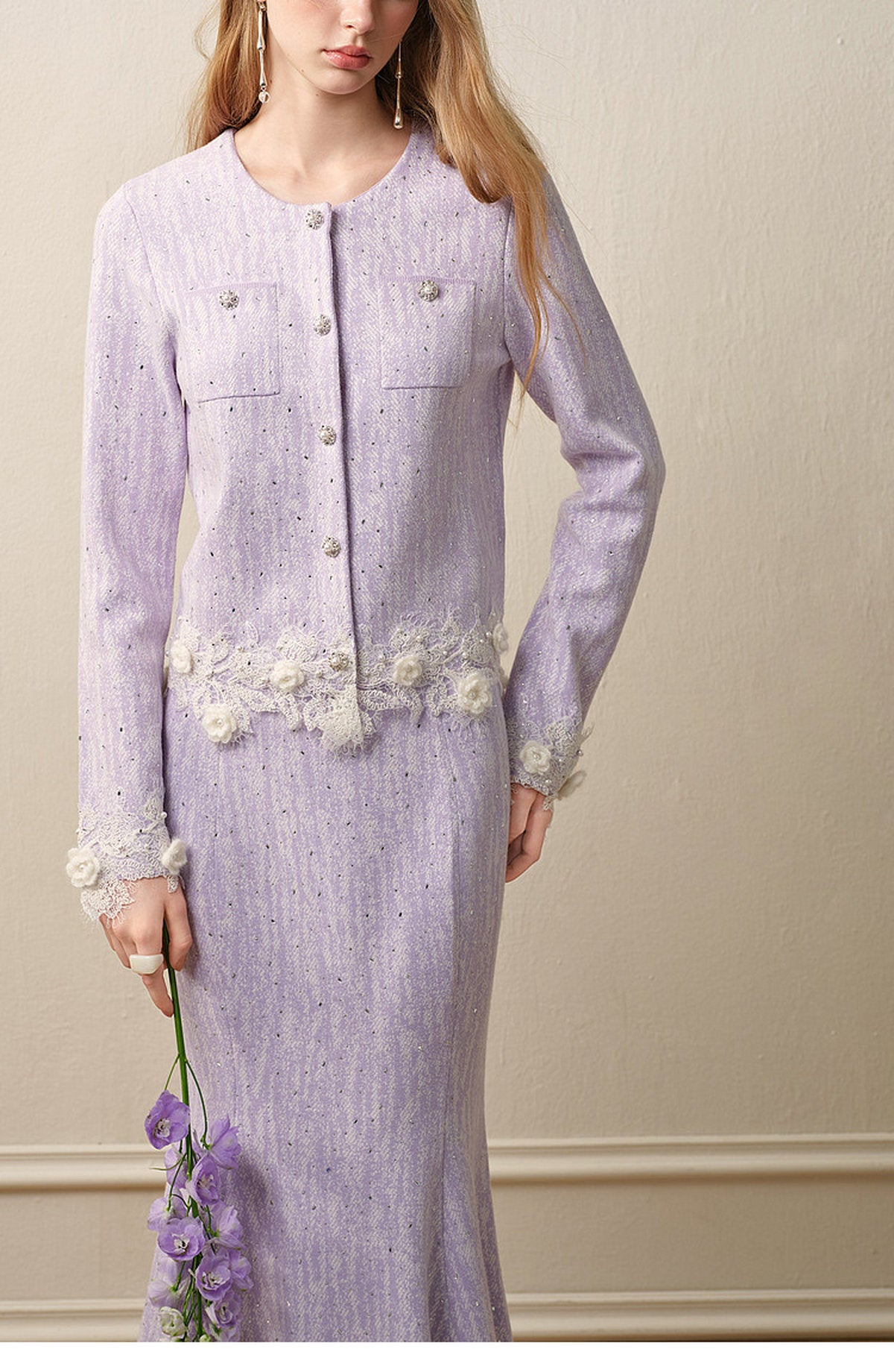 Lavender_purple Knit Two-Piece Dress