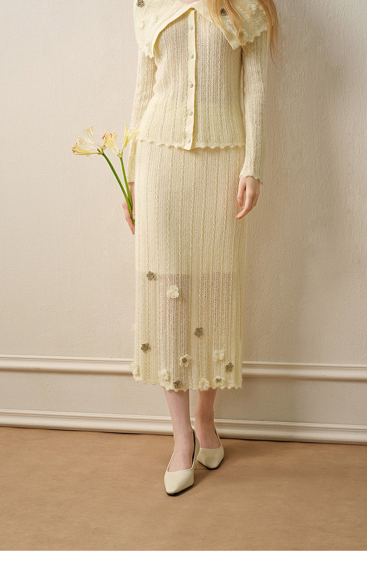 Knitted Lapel Two-Piece Set