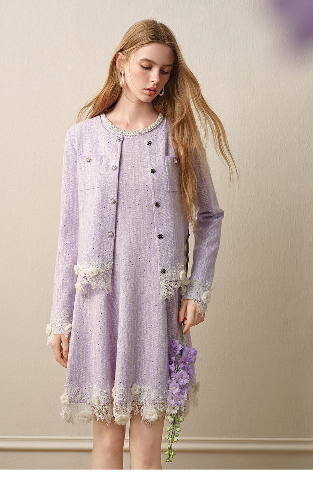 Misty Purple Haze_Light Purple Knit Two-Piece Set