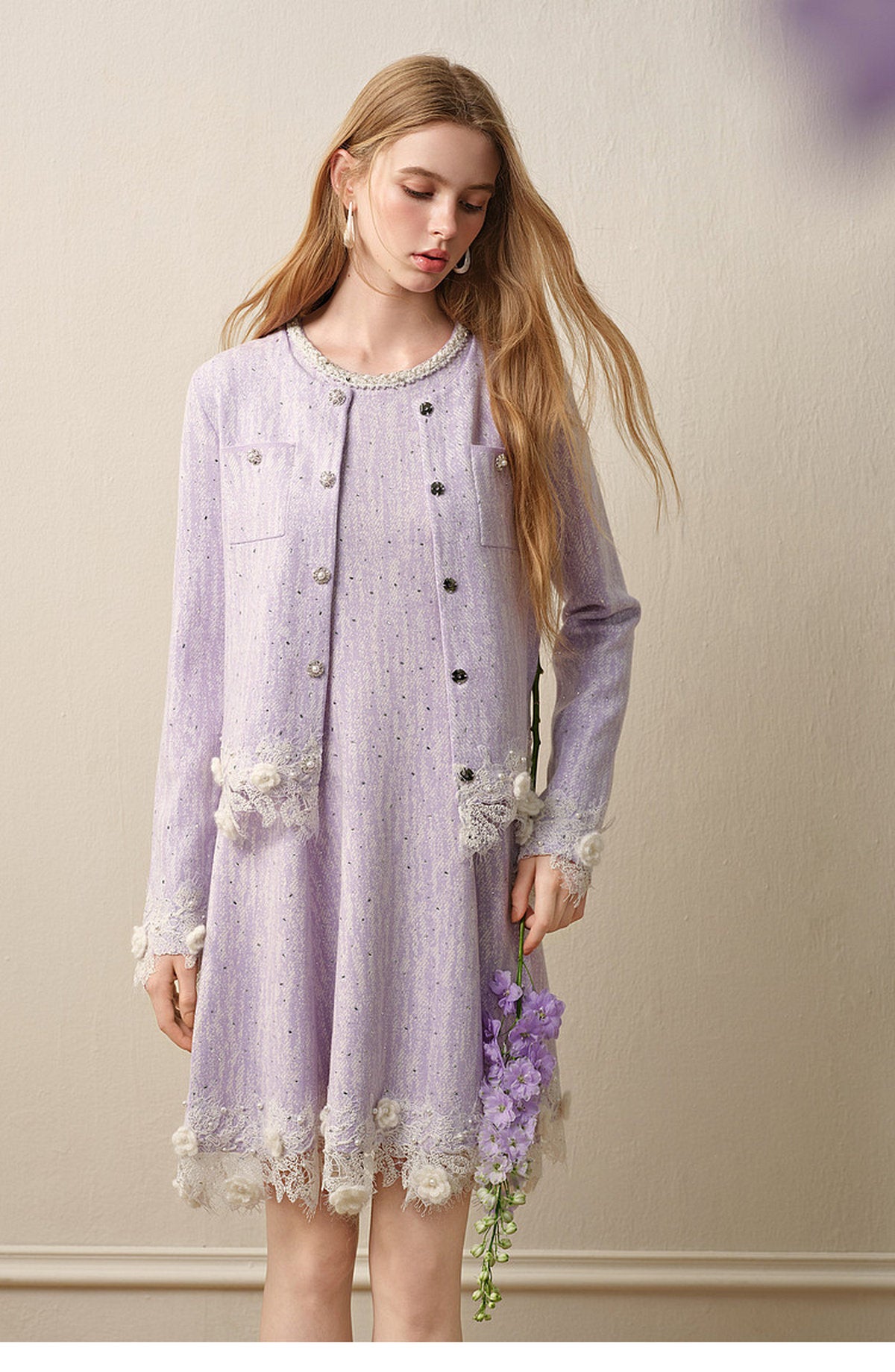 Misty Purple Haze_Light Purple Knit Two-Piece Set