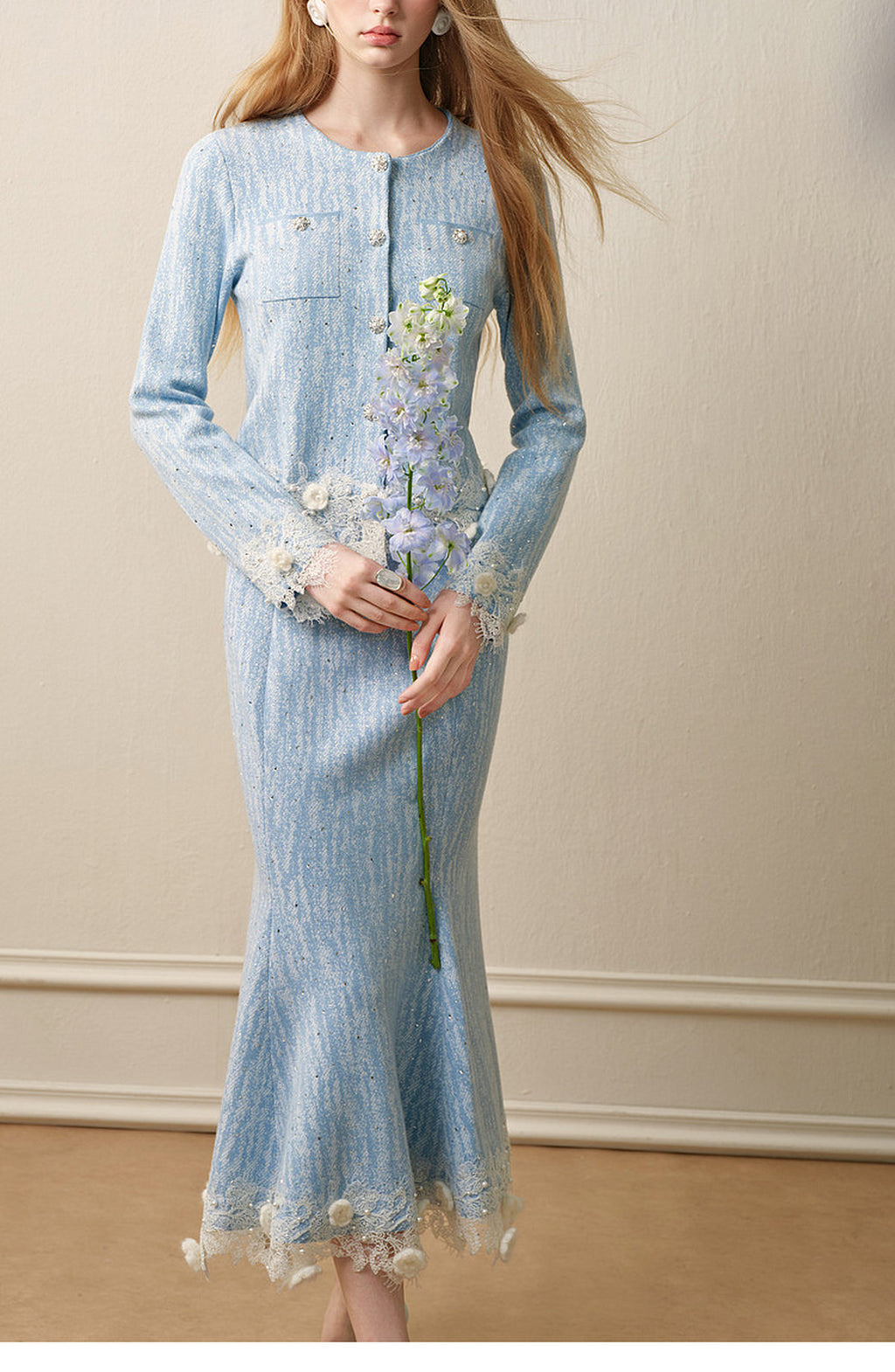 Blue Wave_Blue Knit Two-Piece Dress