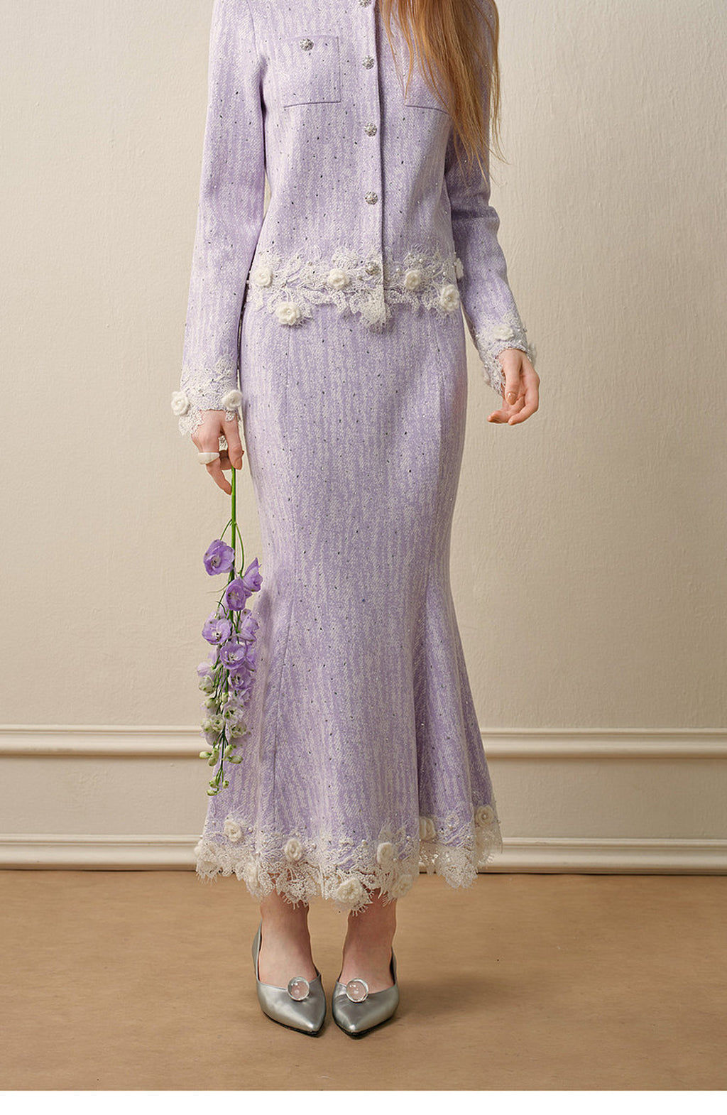 Lavender_purple Knit Two-Piece Dress