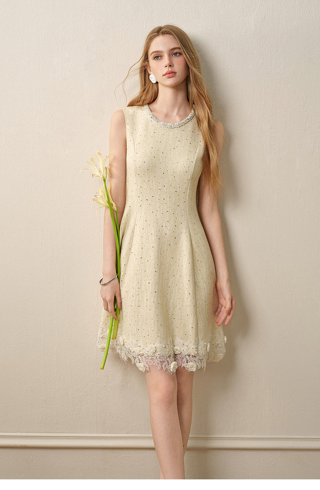 Light Yellow Knitted Mini Dress
