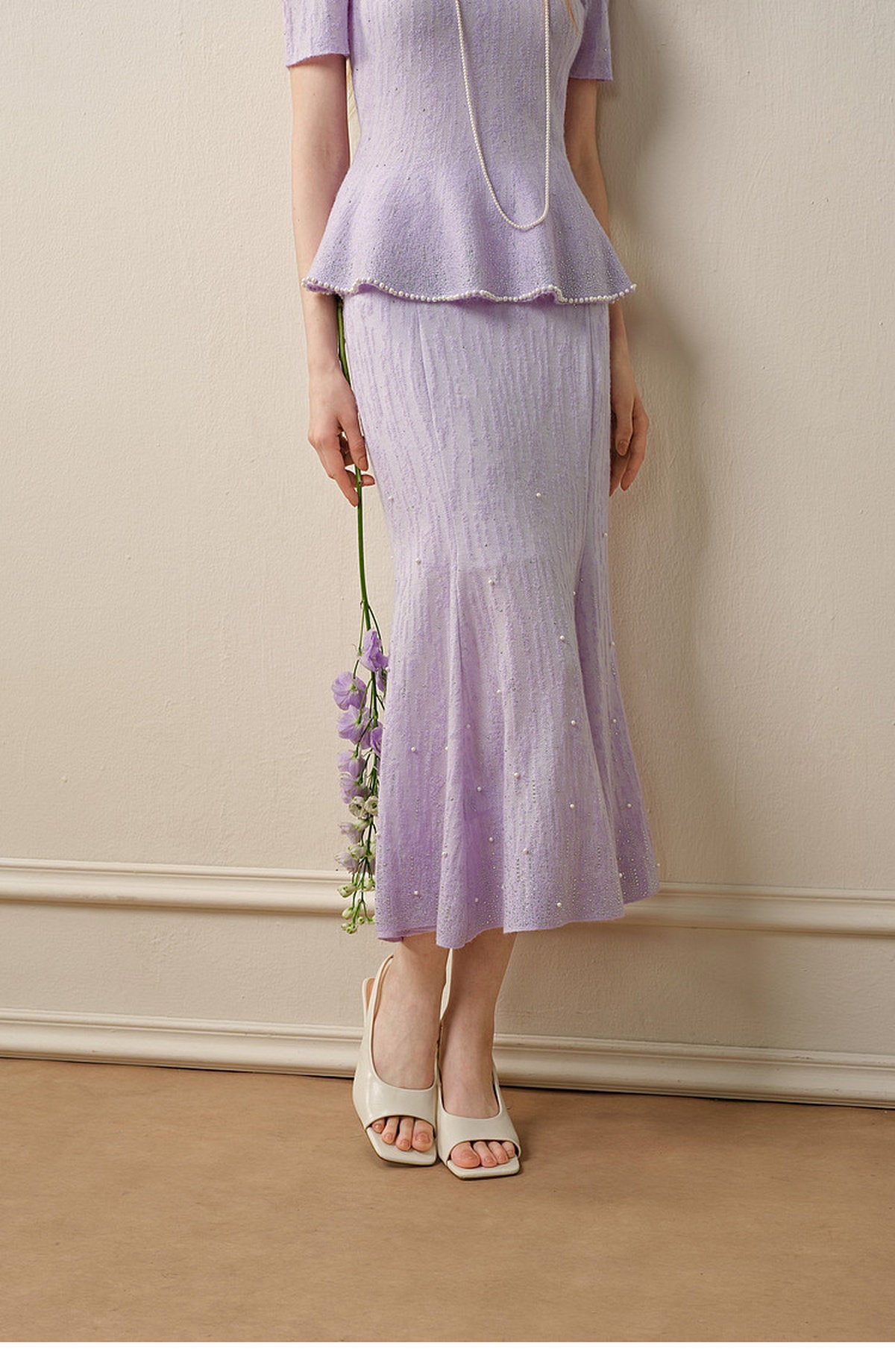 Tide Glow Gala_Light Purple Knit Two-Piece Set