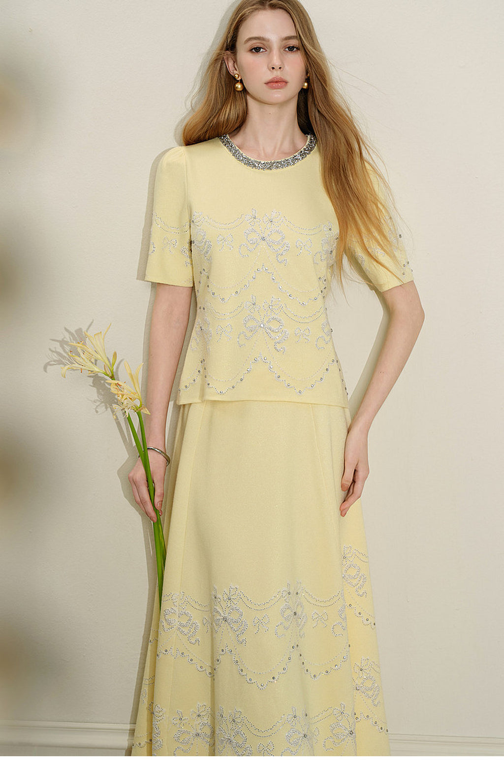 Lemon Baroque_Light Yellow Knit Two-Piece Set