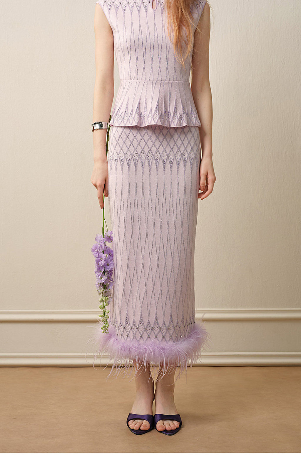 Purple Mist Galaxy_Light Purple Knit Two-Piece Set