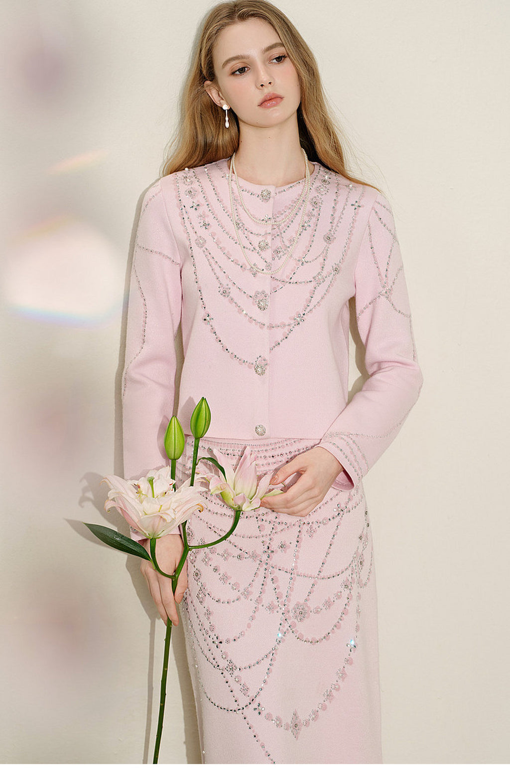 Autumn Tale_Light Pink Knit Two-Piece Set
