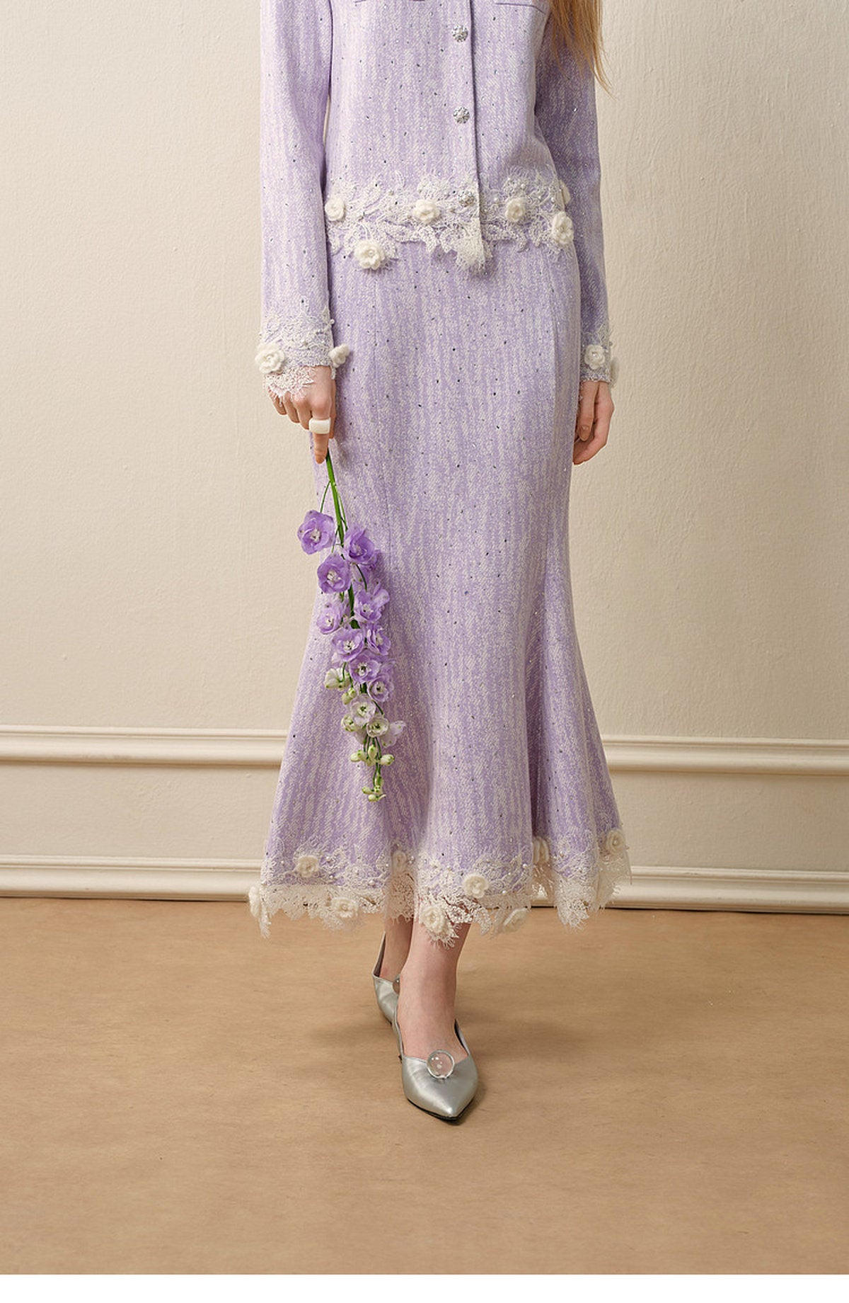 Lavender_purple Knit Two-Piece Dress