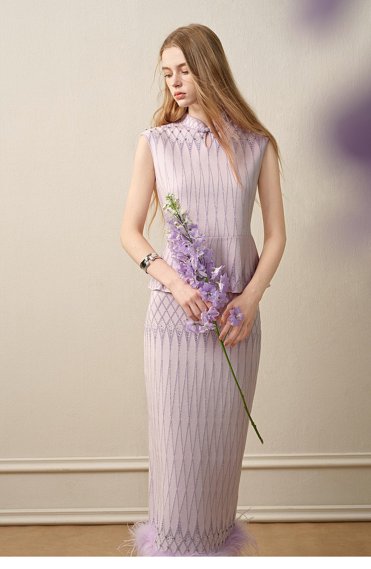 Purple Mist Galaxy_Light Purple Knit Two-Piece Set