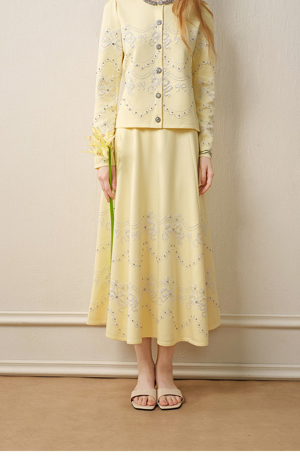 RoCoCo Memory_Pale Yellow Knit Long Dress