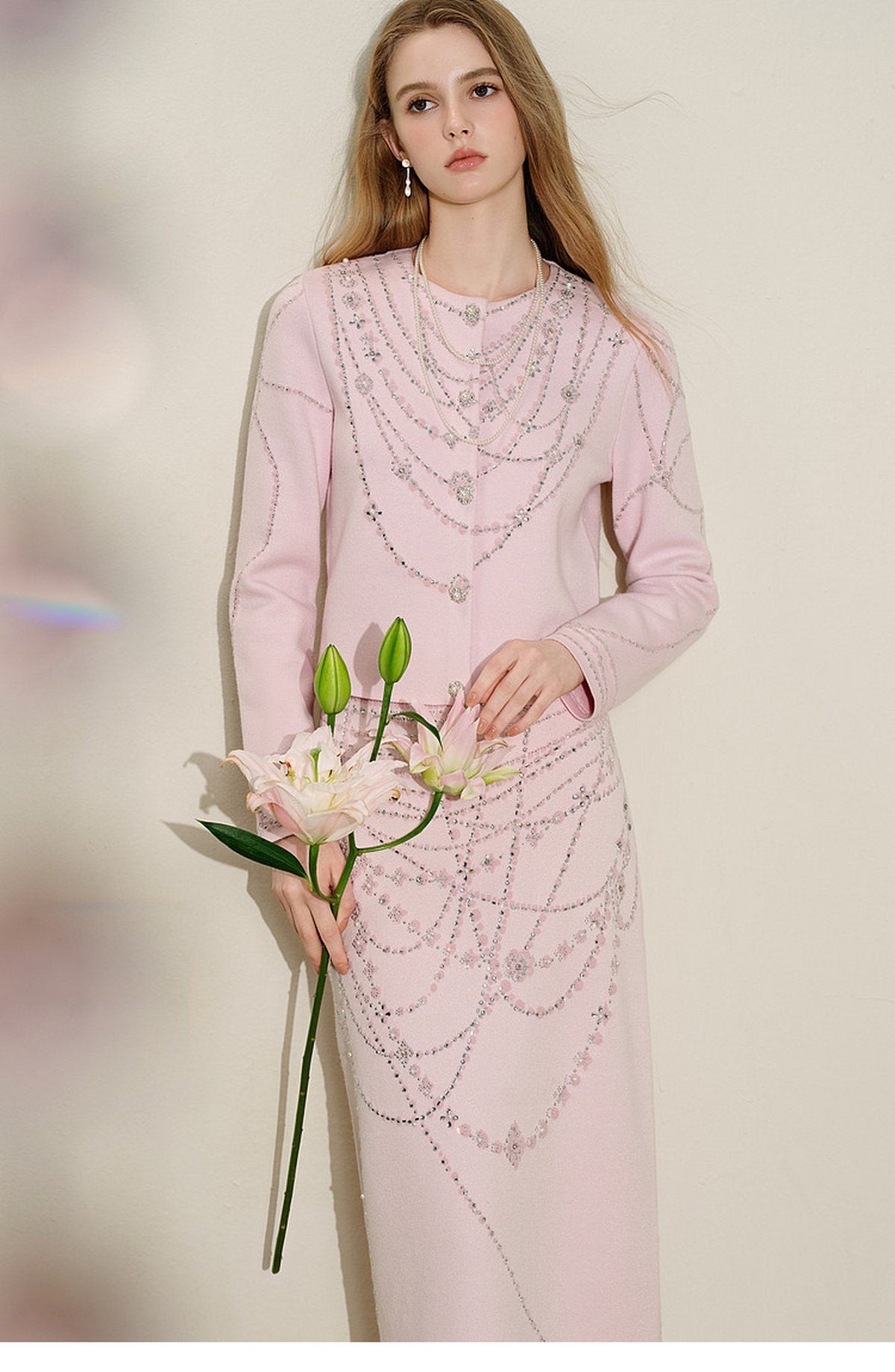 Autumn Tale_Light Pink Knit Two-Piece Set