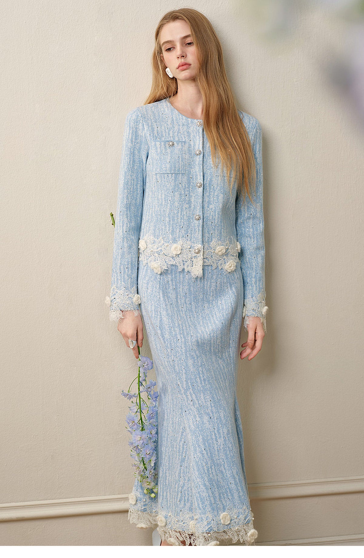 Blue Wave_Blue Knit Two-Piece Dress