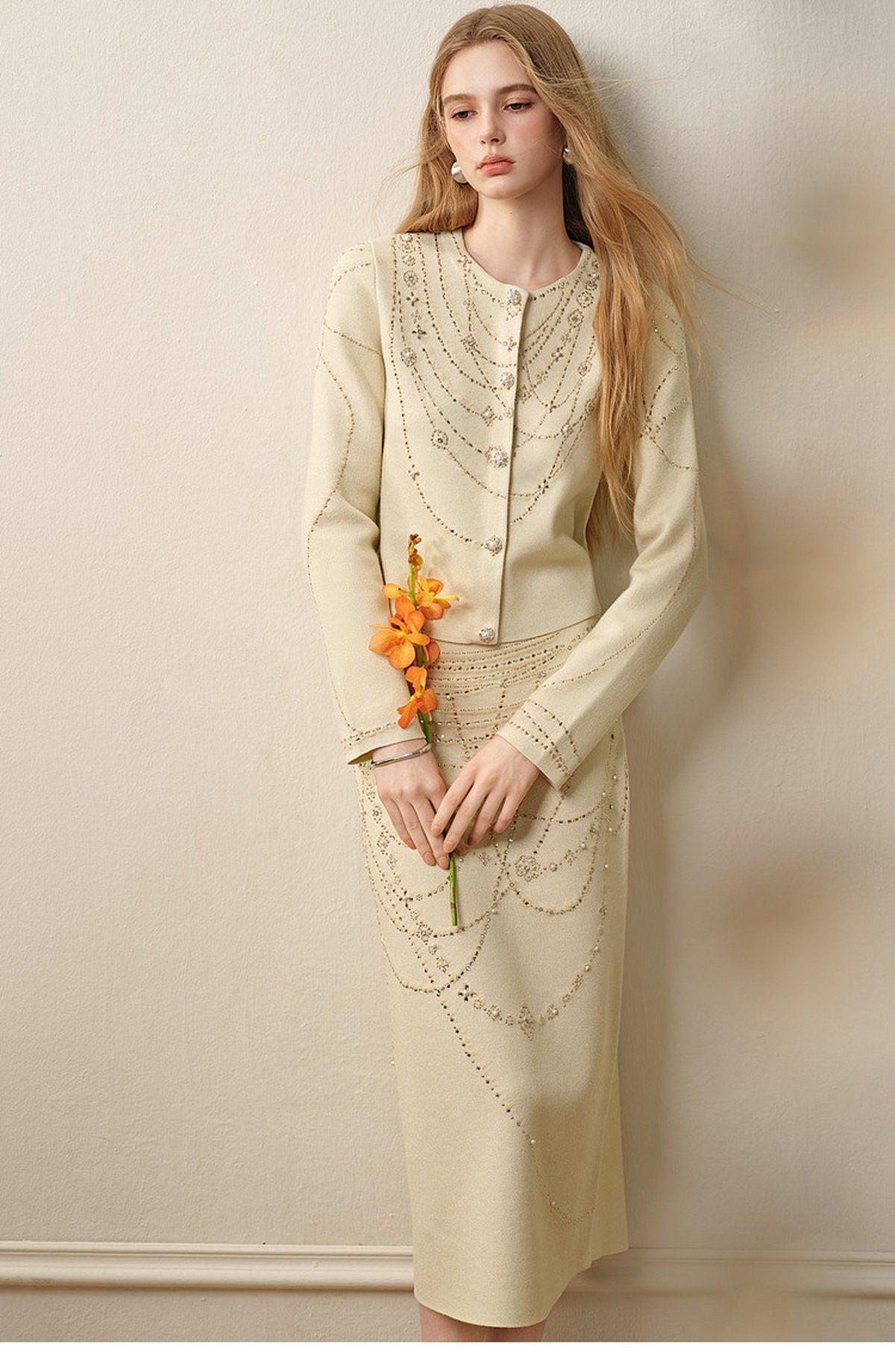 Soft Autumn Charm_Light Green Knit Two-Piece Set