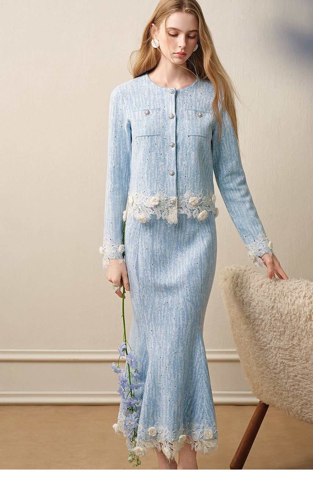 Blue Wave_Blue Knit Two-Piece Dress